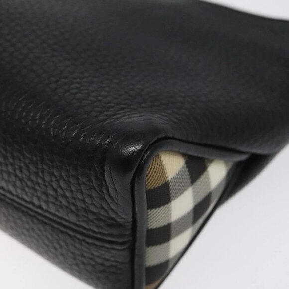 BURBERRY Shoulder Bag Leather Black Silver Auth am8354 - Picture 4 of 16